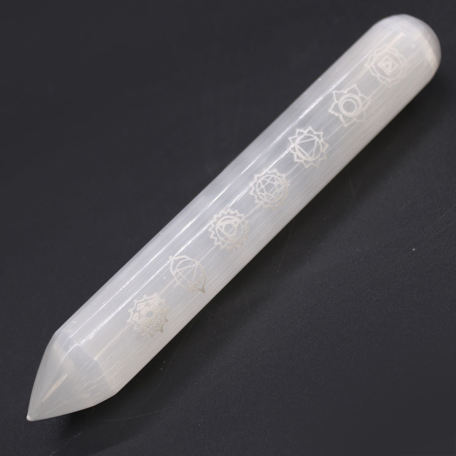 Selenite Wand - 16 cm (Point one End) 7 Chakra 🇬🇧