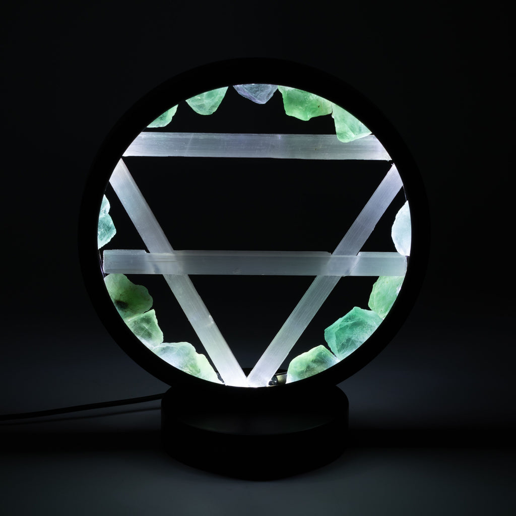Gemstone Halo Lamp - Earth  - Aventurine & Selenite 🇬🇧
