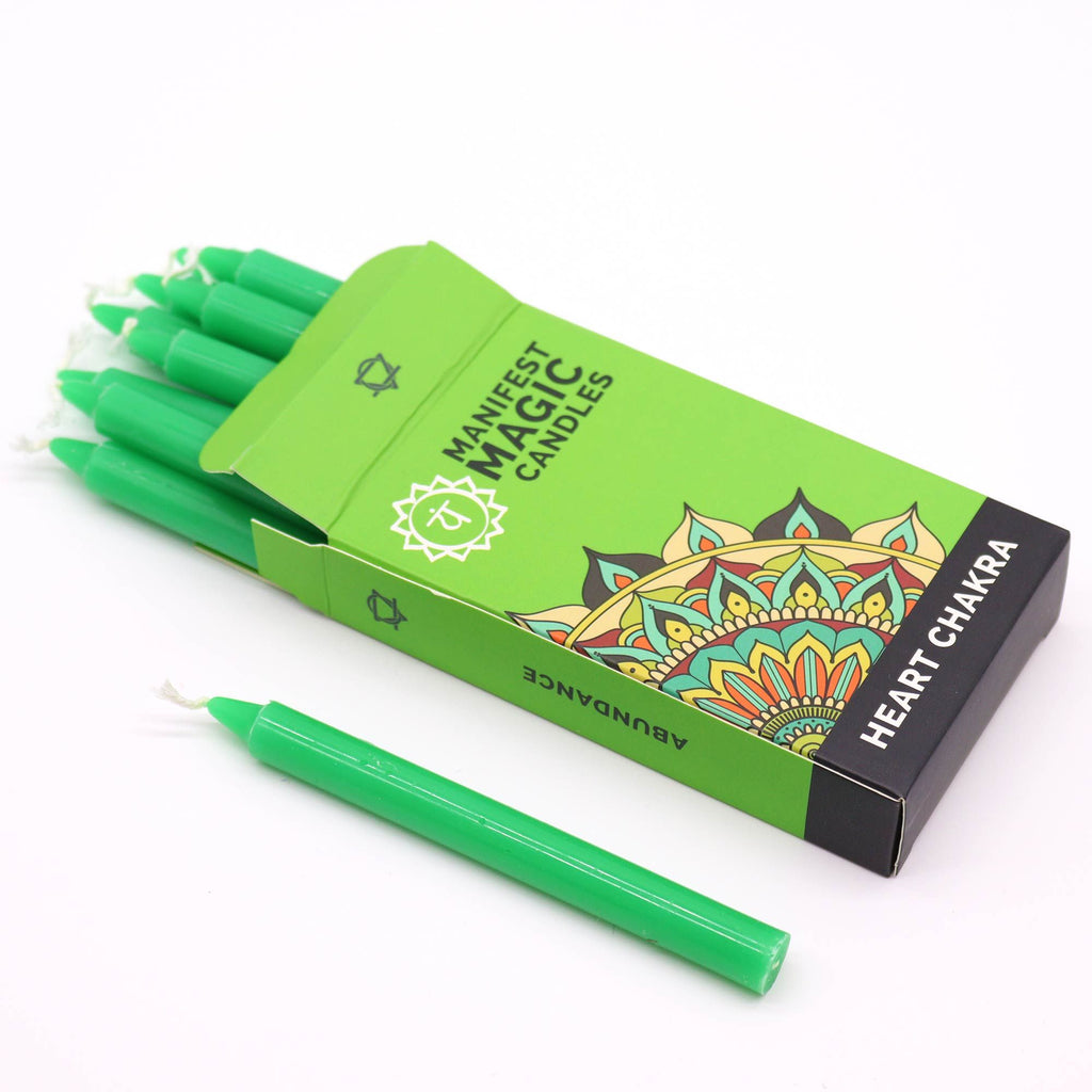 Manifest Magic Candles (pack of 12) - Green - Heart Chakra 🇬🇧