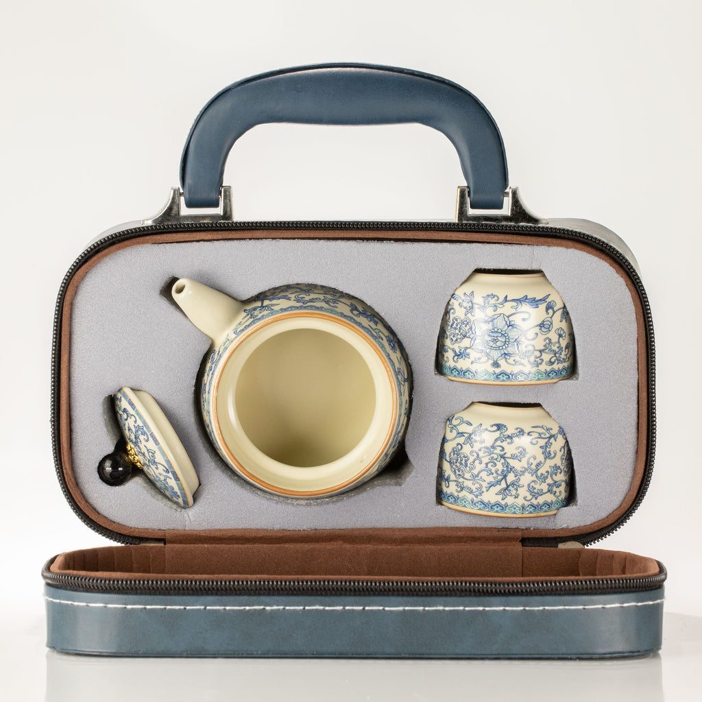 Travel Teapot Set & Two Cups - China Ru Blue 🇬🇧
