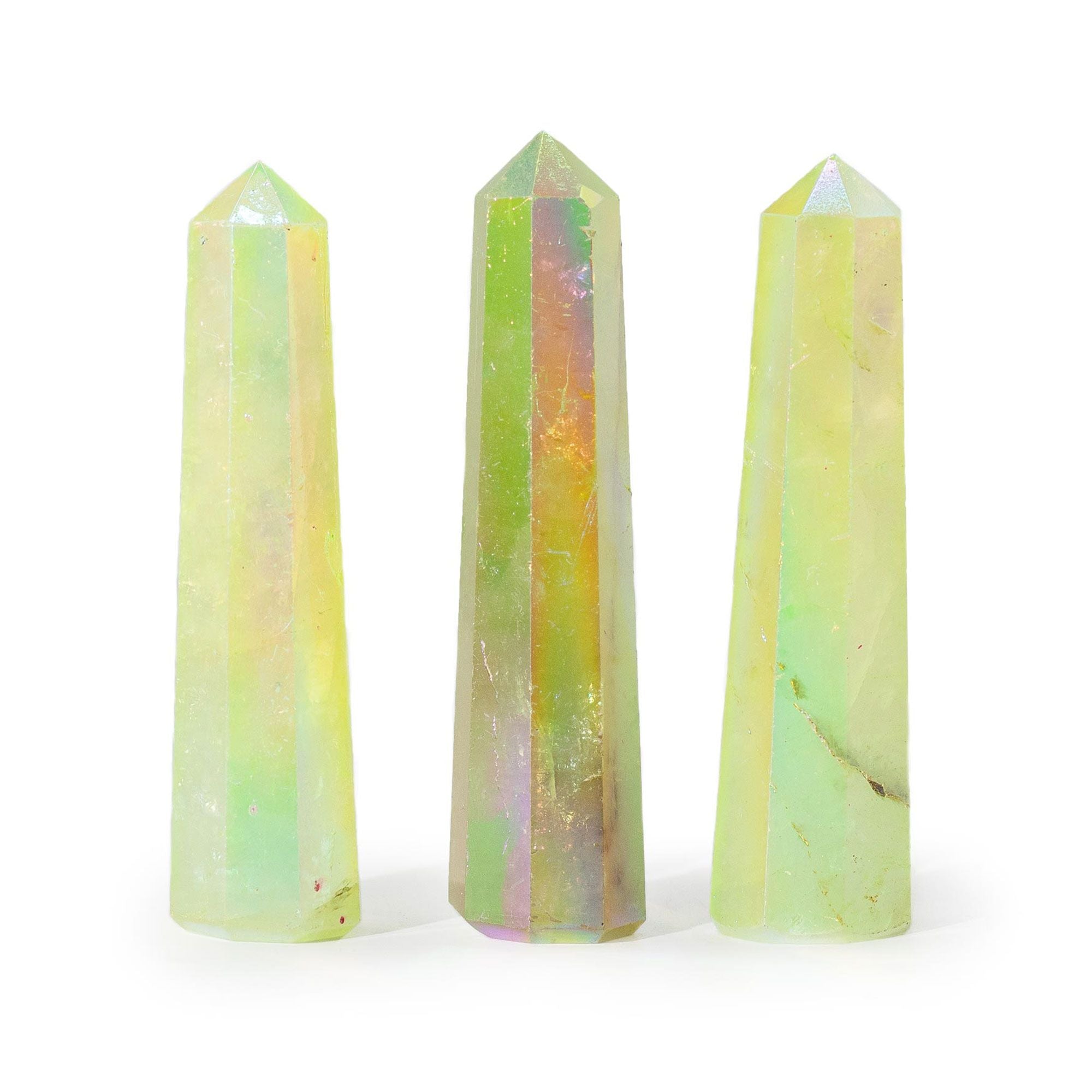 Gemstone Obelisk Point approx 9cm - Aurura Crystal Quartz - Pale Green 🇬🇧