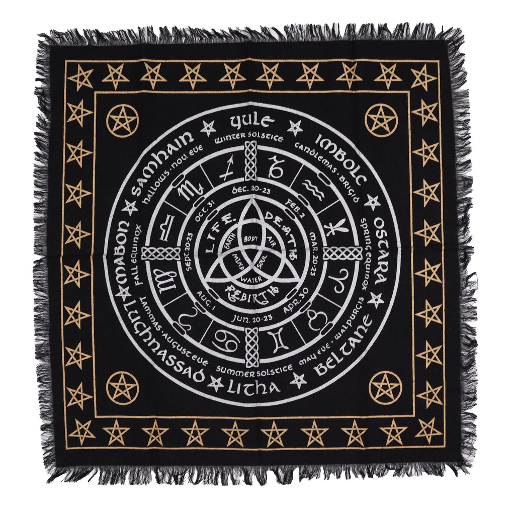 Esoteric Fringed Altar Cloth -  Life Death Rebirth 🇬🇧