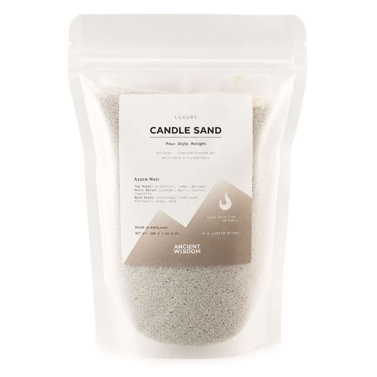 Fragranced Candle Sand - Warm Grey - Azure Noir - 300g 🇬🇧