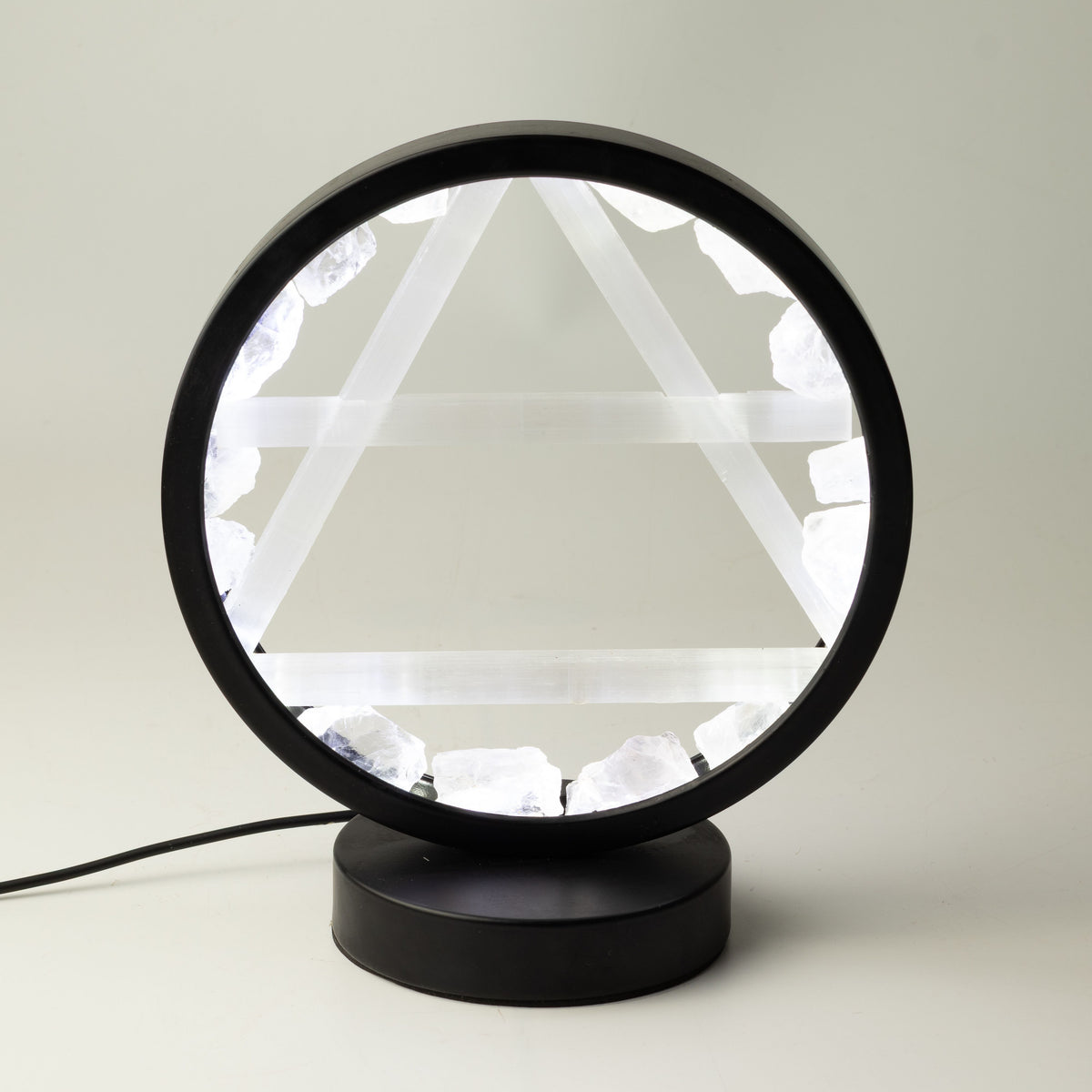 Gemstone Halo Lamp - Air - Clear Quartz & Selenite 🇬🇧