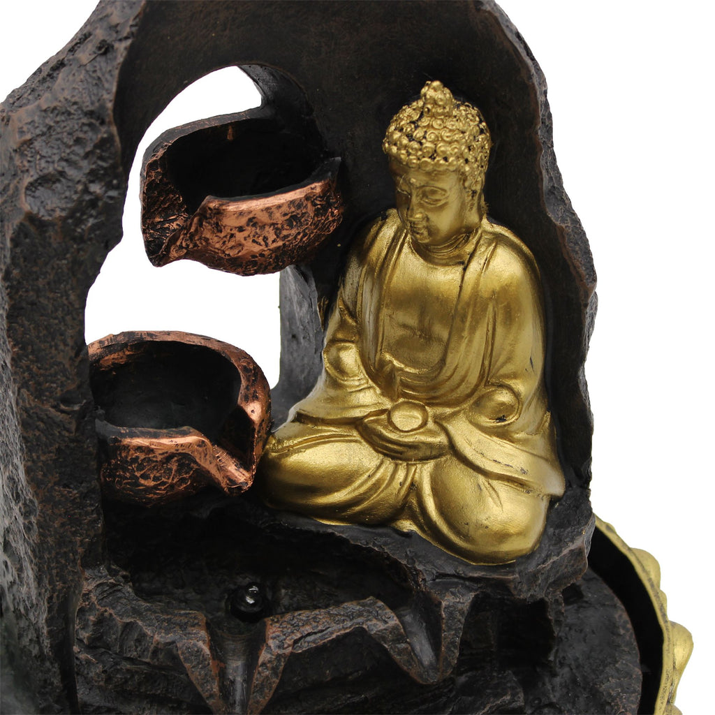 Tabletop Water Feature - 30cm - Golden Meditating Buddha 🇬🇧