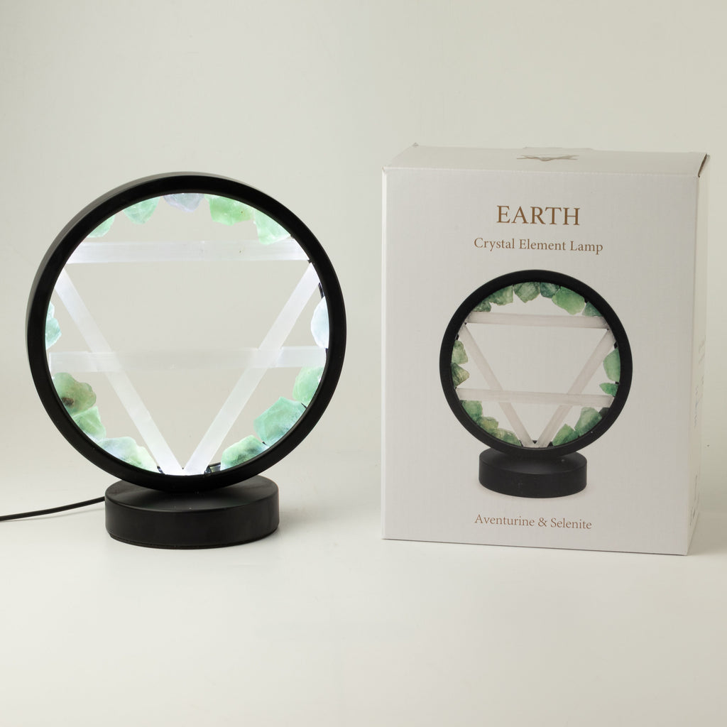Gemstone Halo Lamp - Earth  - Aventurine & Selenite 🇬🇧