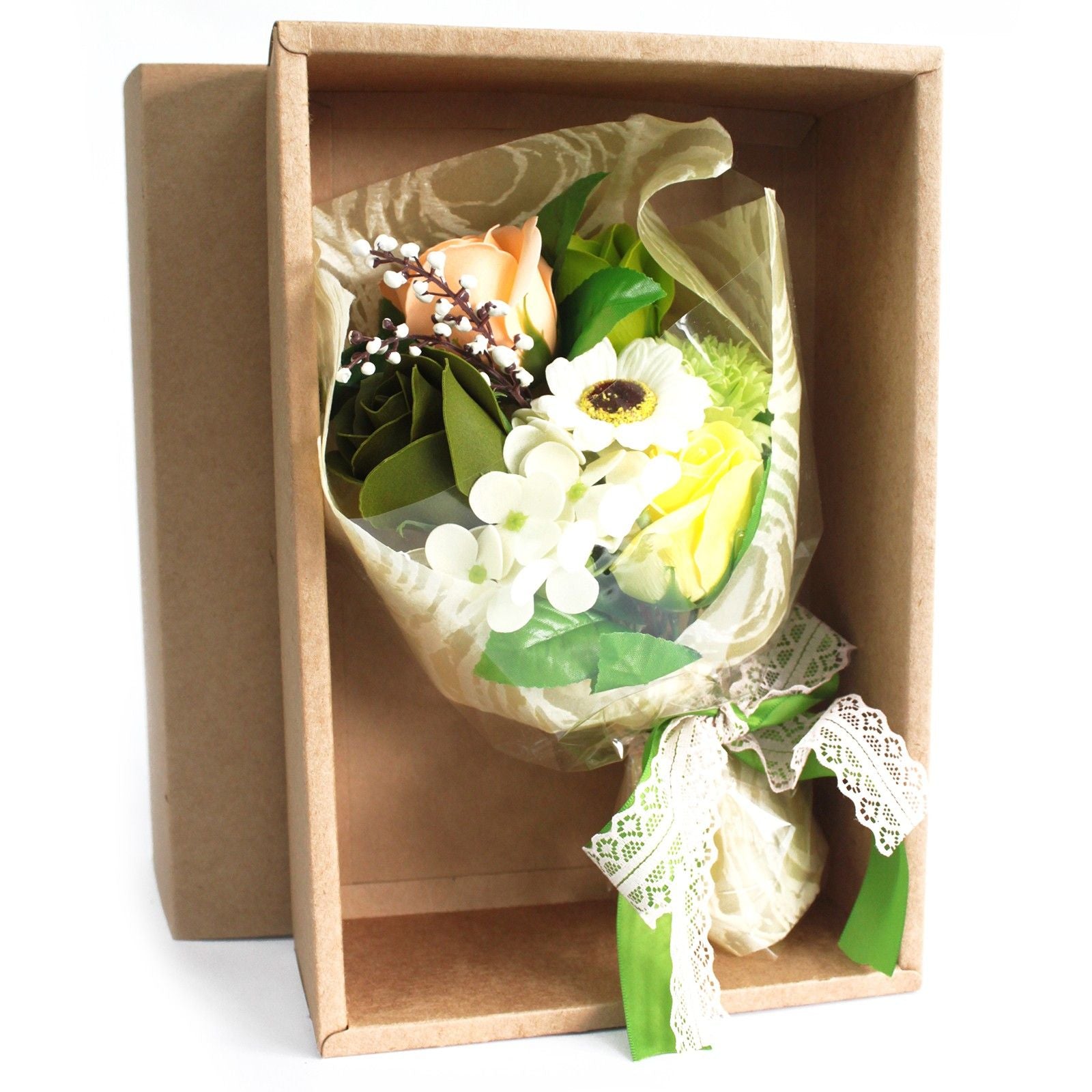 Boxed Hand Soap Flower Bouquet - Greens 🇬🇧
