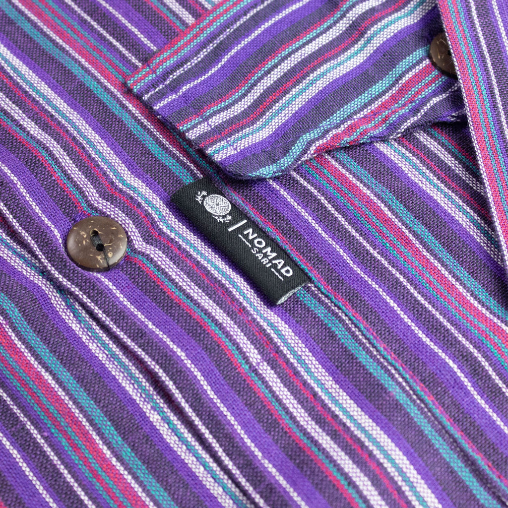 Nomad Sari Grandad Shirt - Black Purple - Large 🇬🇧