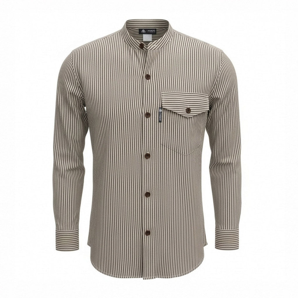 Nomad Sari Grandad Shirt - Grey Stone - Large 🇬🇧