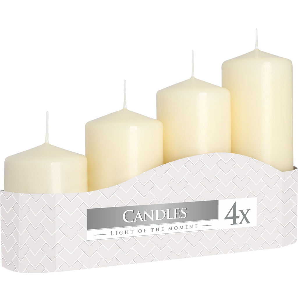 Set of 4 Pillar Candles  50mm (11/16/22/33H) - Ivory 🇬🇧