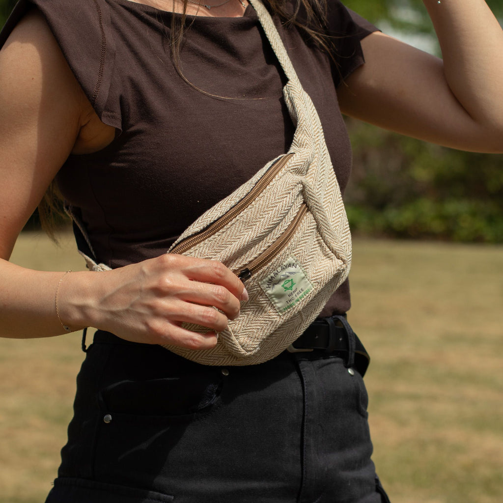 Cotton Hemp Style Belt (or Fanny) Bag - Natural 🇬🇧