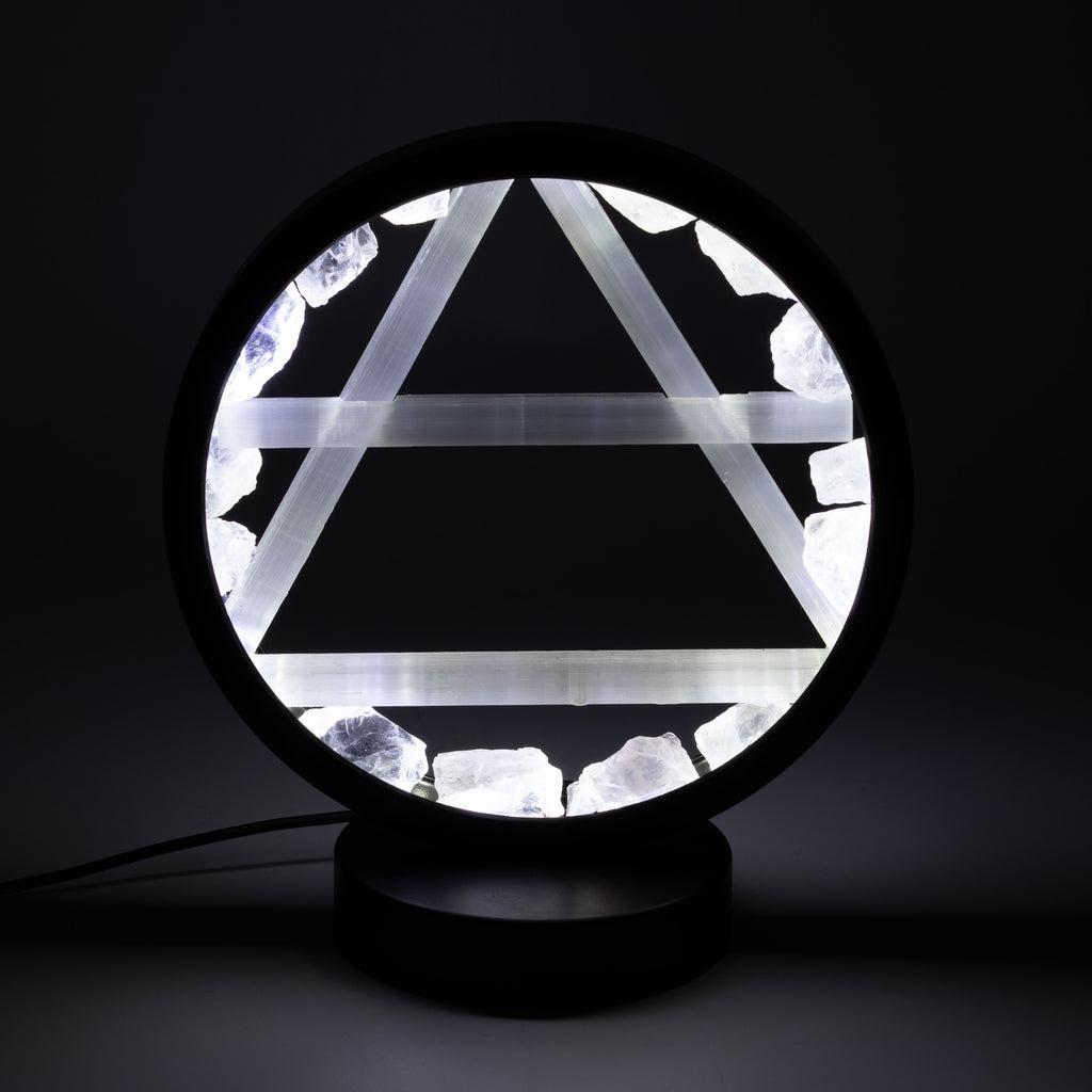 Gemstone Halo Lamp - Air - Clear Quartz & Selenite 🇬🇧
