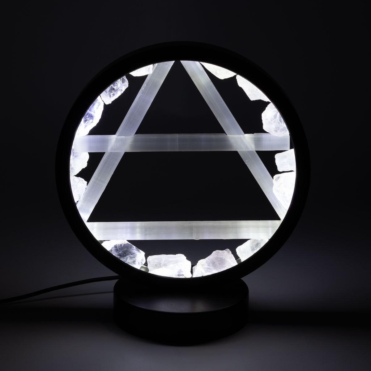 Gemstone Halo Lamp - Air - Clear Quartz & Selenite 🇬🇧