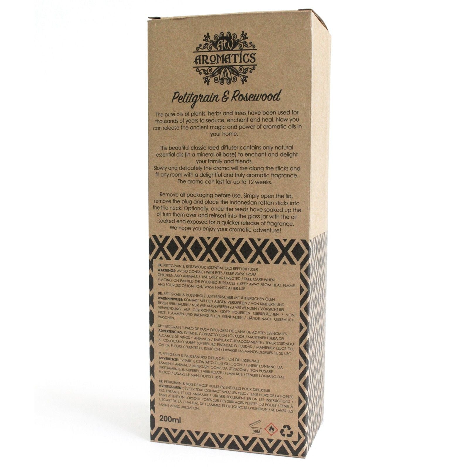 200ml Petitgrain & Rosewood Essential Oil Reed Diffuser 🇬🇧