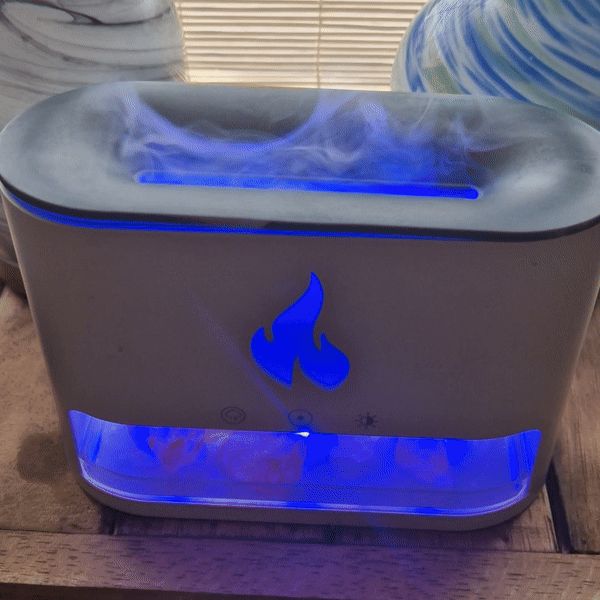 White Blaze Aroma Diffuser - Himalayan Salt Chamber - USB-C - Flame Effect (Salt included) 🇬🇧
