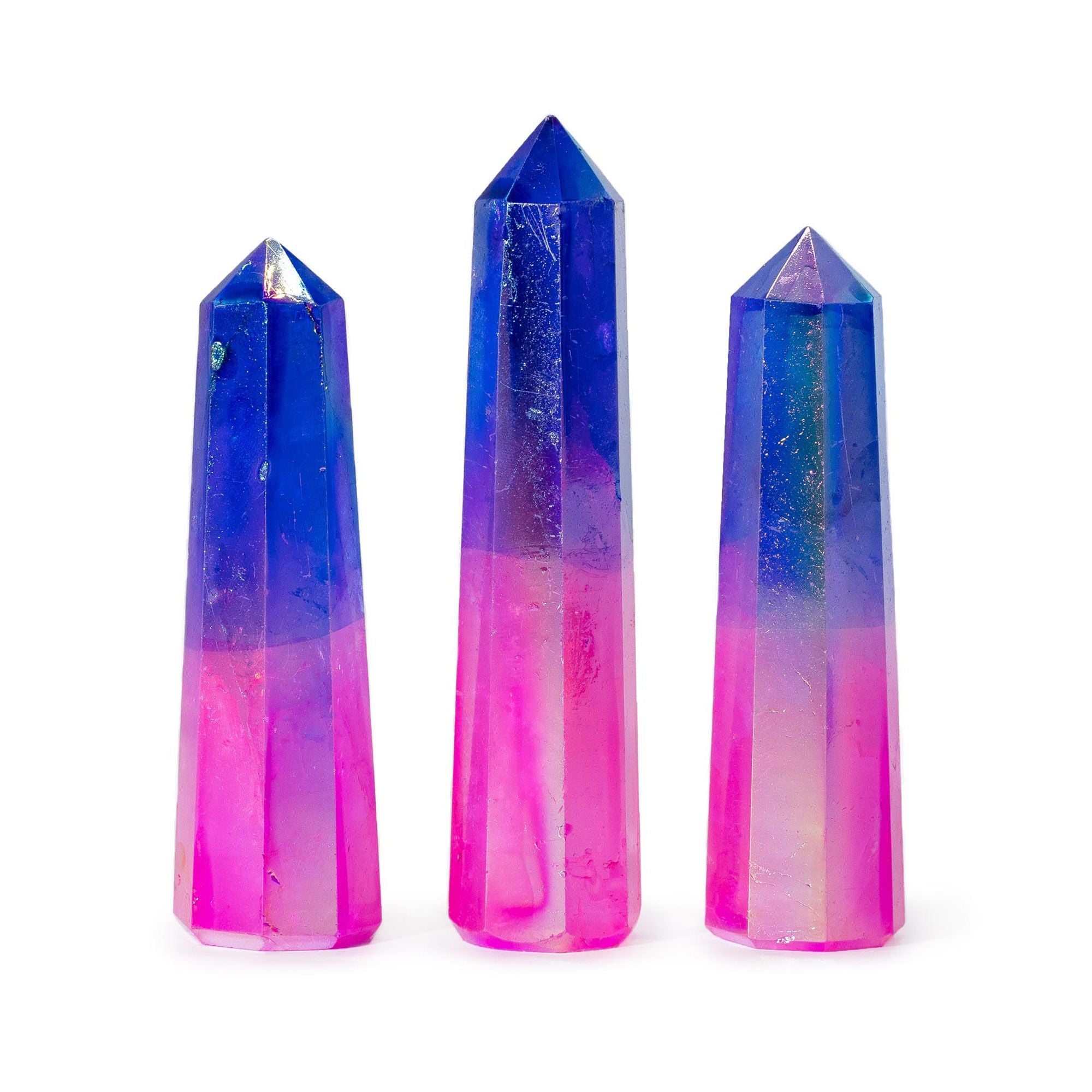Gemstone Obelisk Point approx 9cm - Aurura Crystal Quartz - Pink & Blue 🇬🇧