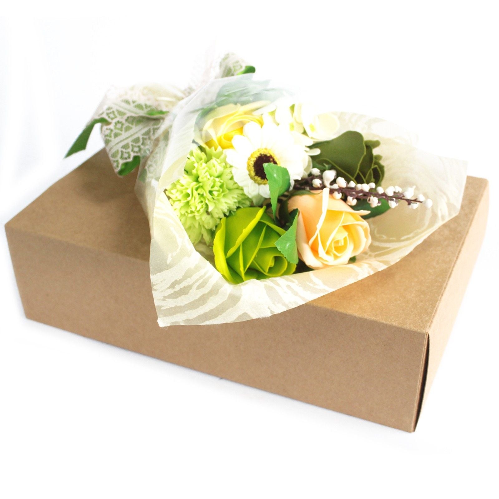 Boxed Hand Soap Flower Bouquet - Greens 🇬🇧