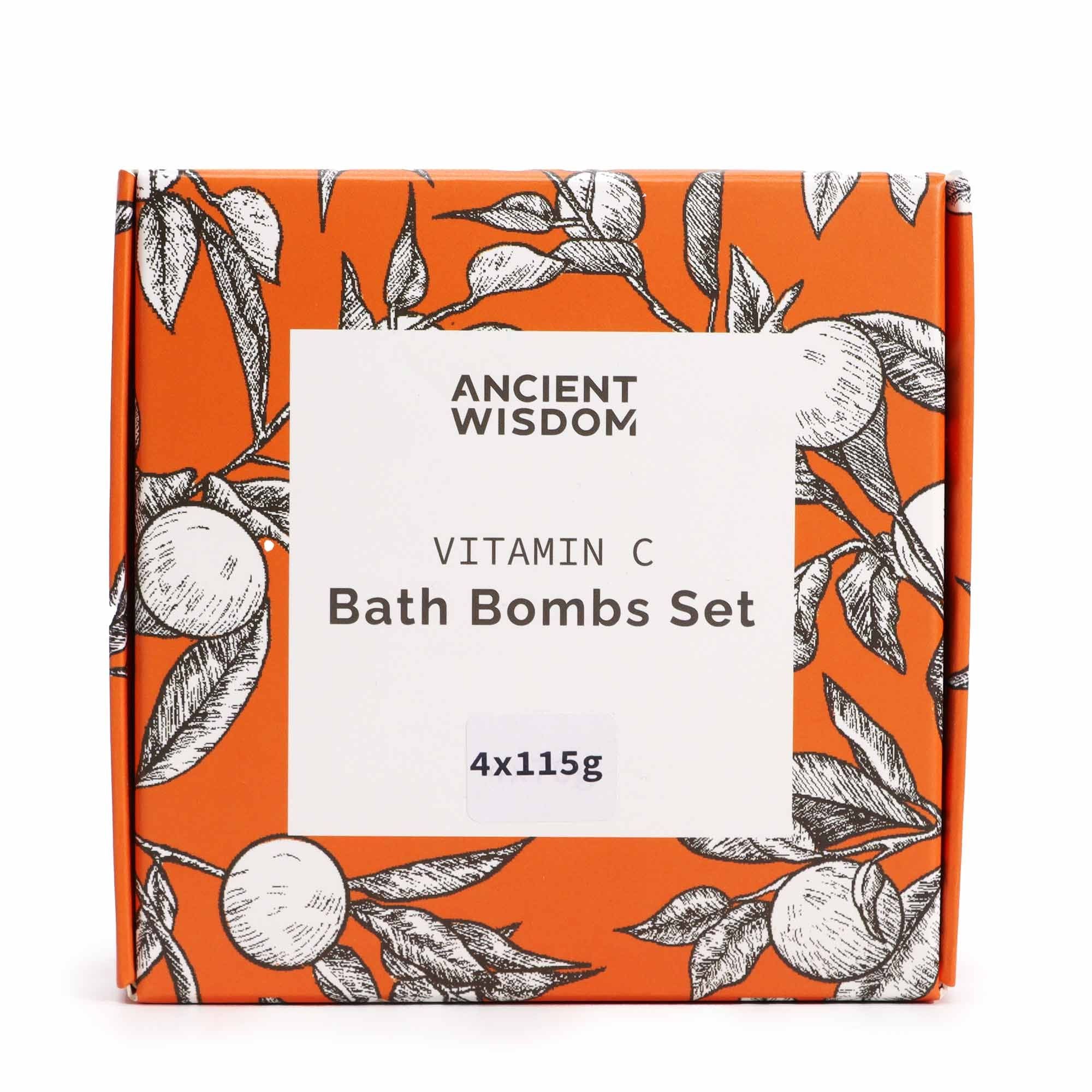 Set of 4 Vitamin C Bath Bombs – Aromatherapy Quartet 🇬🇧