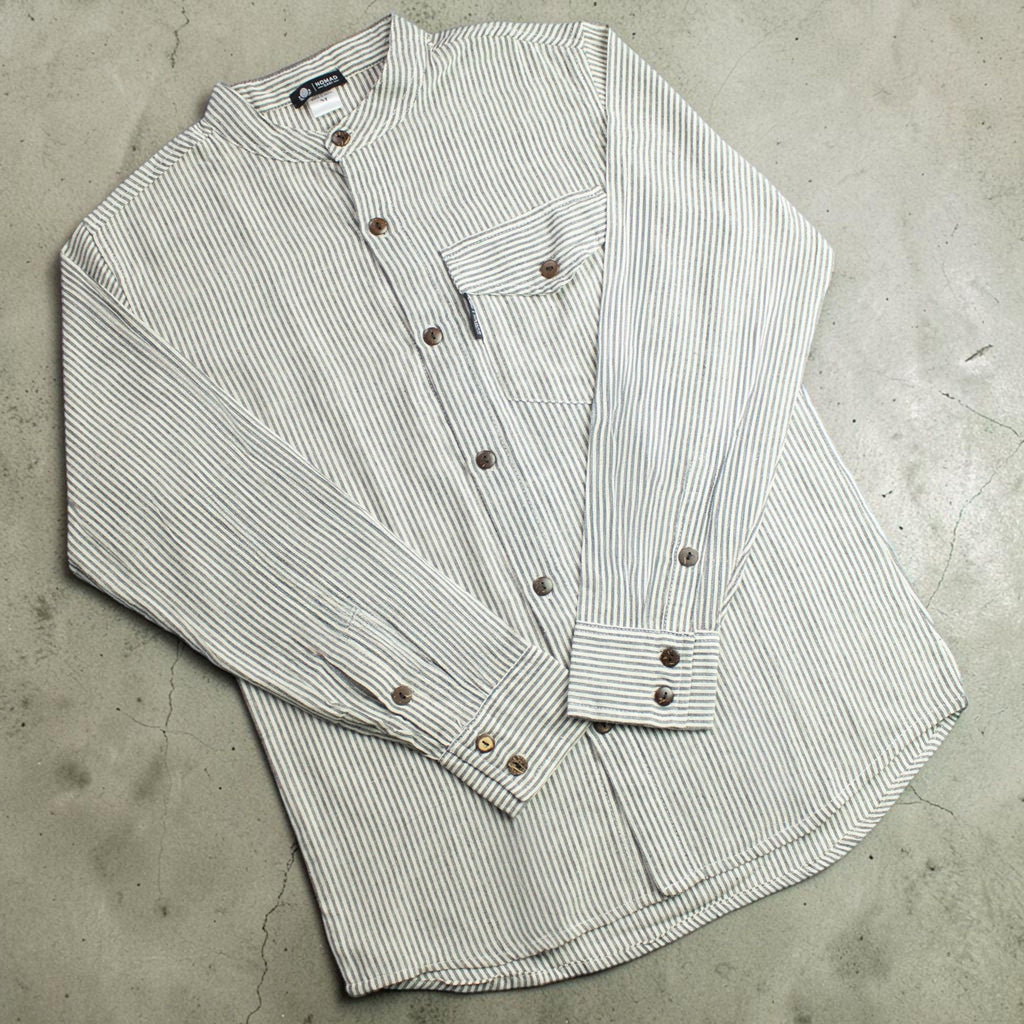 Nomad Sari Grandad Shirt - Grey Stone - Large 🇬🇧