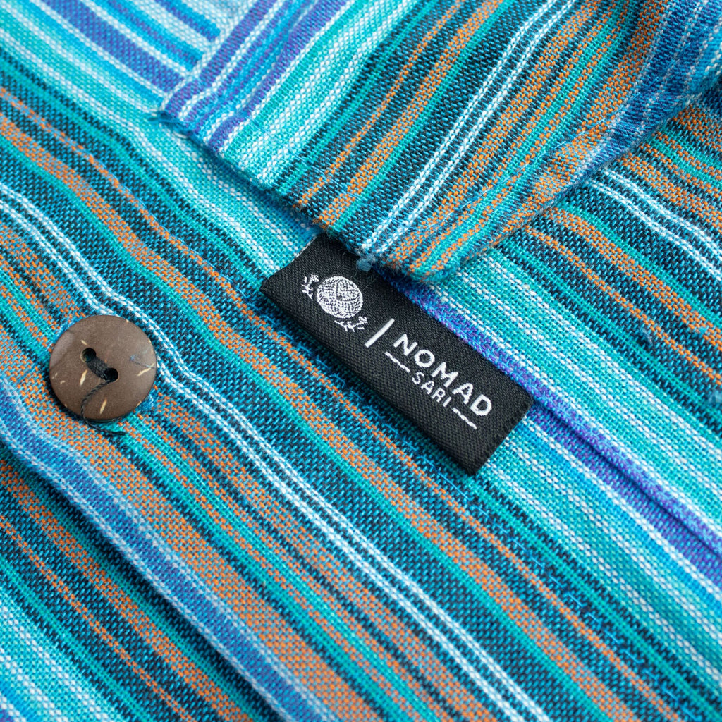 Nomad Sari Grandad Shirt - Turquoise - XL 🇬🇧