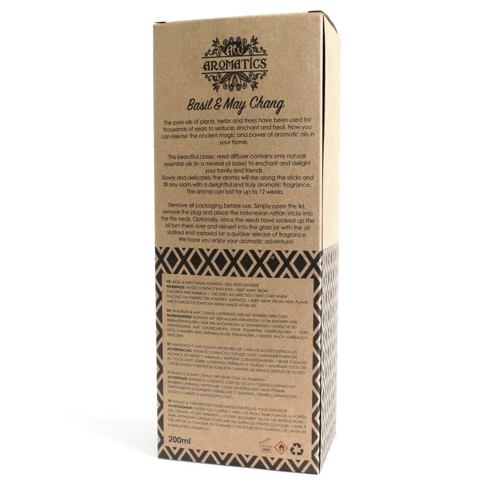 200ml Basil & Maychang Essential Oil Reed Diffuser 🇬🇧