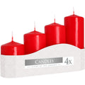 Set of 4 Pillar Candles  50mm (11/16/22/33H) - Red 🇬🇧
