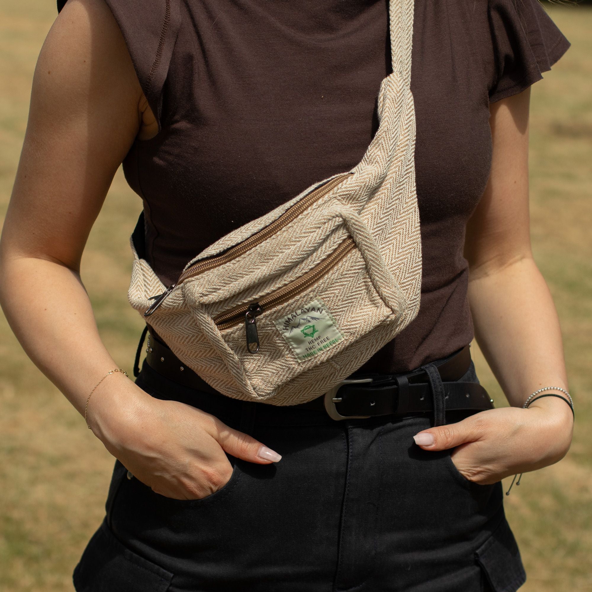 Cotton Hemp Style Belt (or Fanny) Bag - Natural 🇬🇧