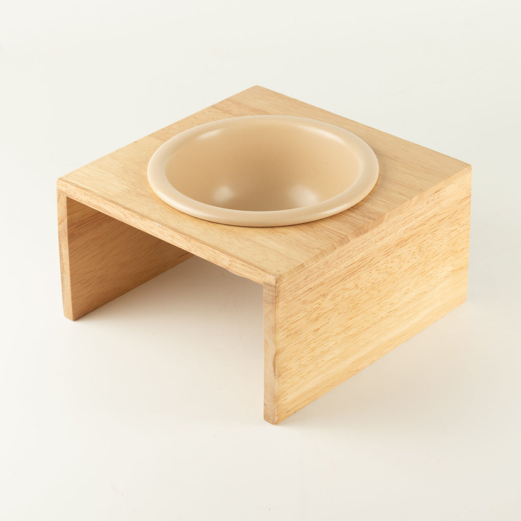 PAW Food Bowls - Large Single Ceramic in Wooden Stand - 14cm 🇬🇧
