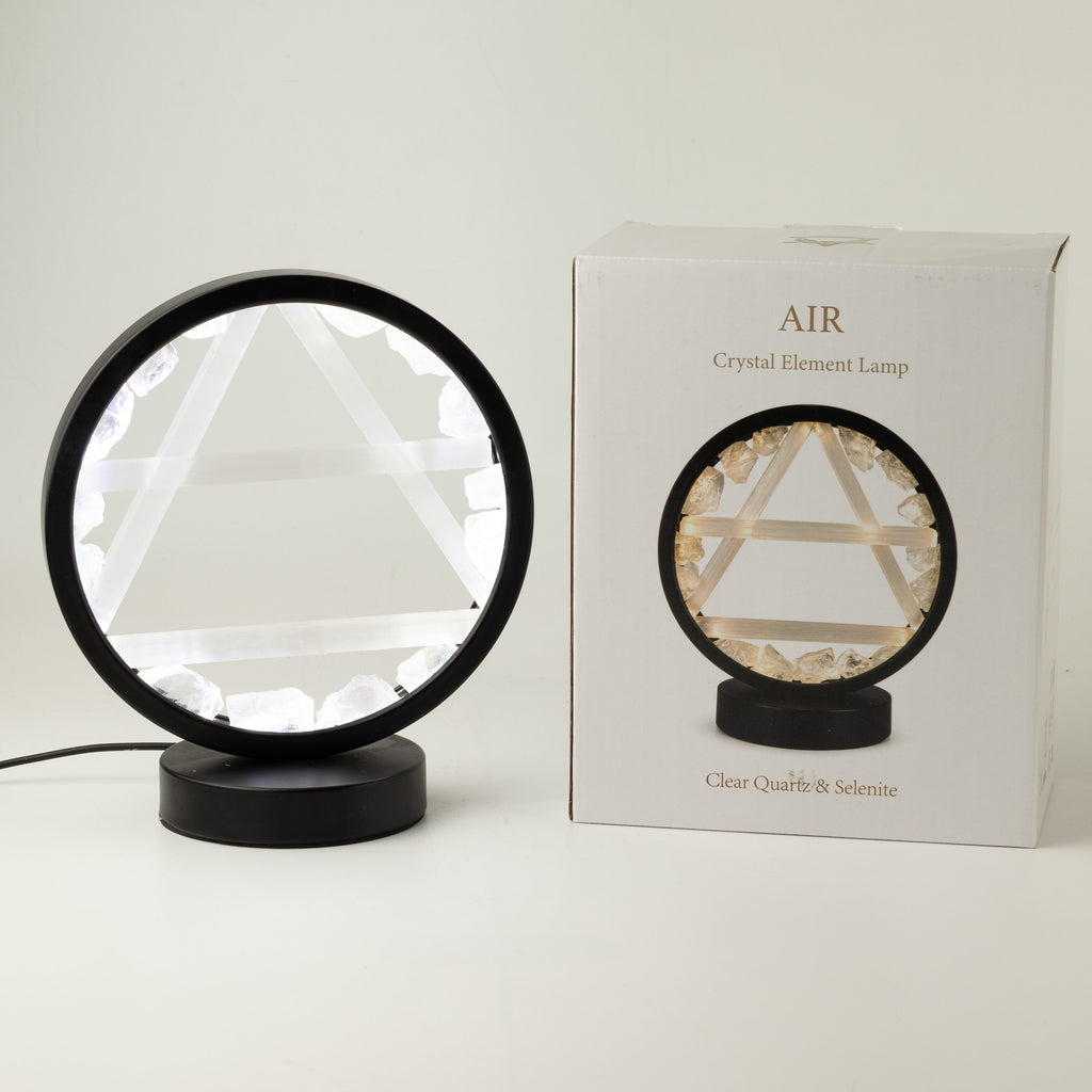 Gemstone Halo Lamp - Air - Clear Quartz & Selenite 🇬🇧