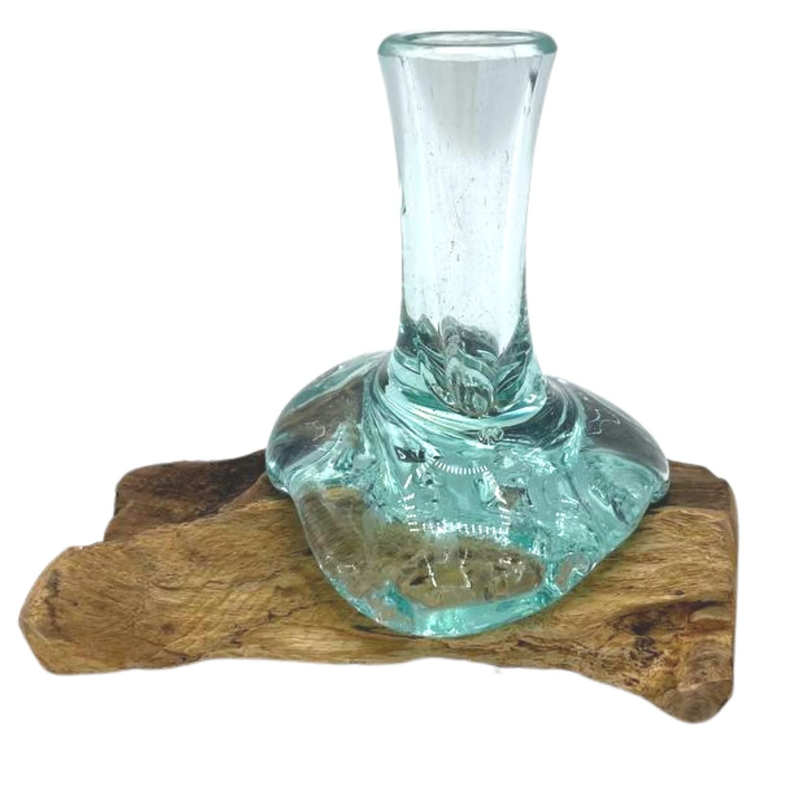 Molton Glass Small Flower Vase on Wood 🇬🇧