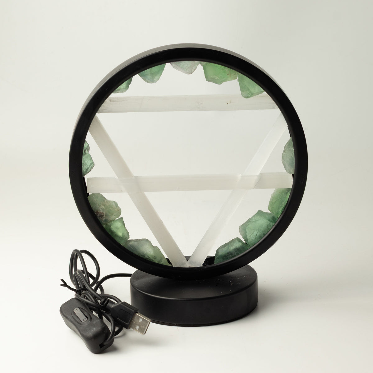 Gemstone Halo Lamp - Earth  - Aventurine & Selenite 🇬🇧
