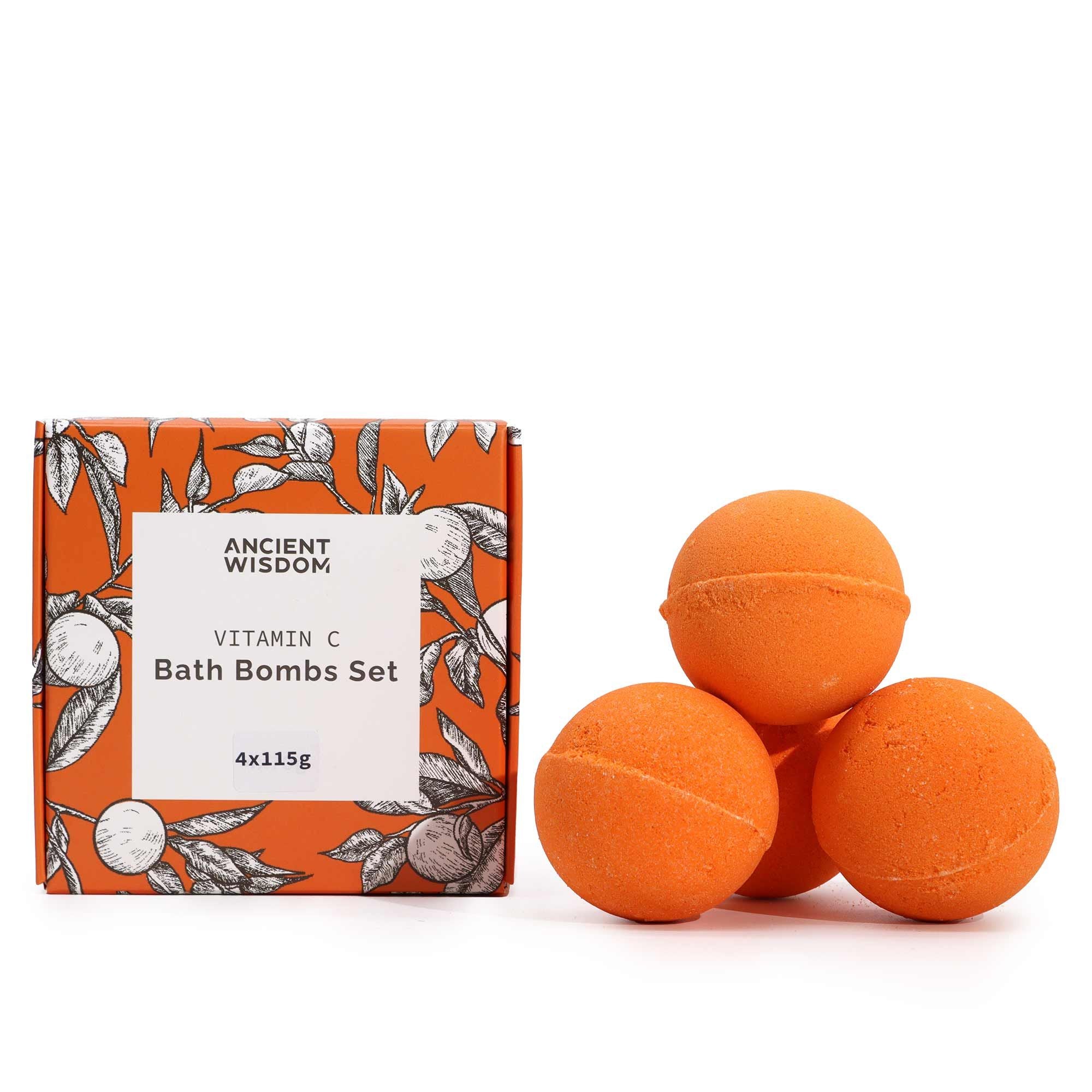 Set of 4 Vitamin C Bath Bombs – Aromatherapy Quartet 🇬🇧