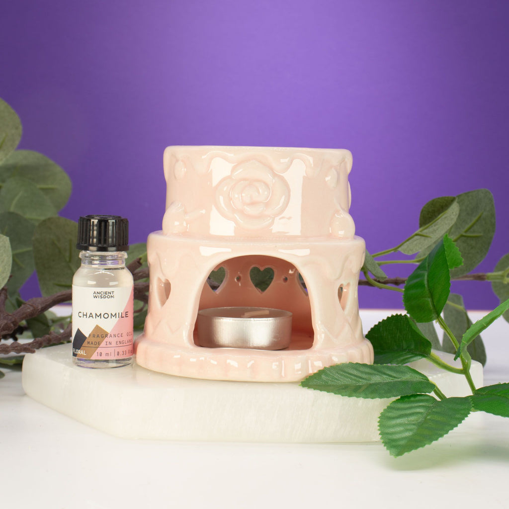 Ceramic Cake Oil Burner - Hearts - Pink 🇬🇧