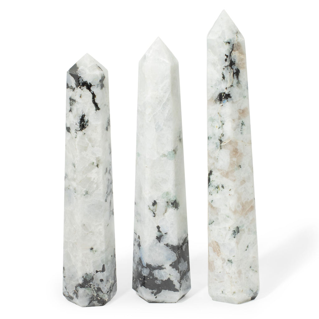 Gemstone Six Face Obelisk Point approx 17cm - Rainbow Moonstone 🇬🇧