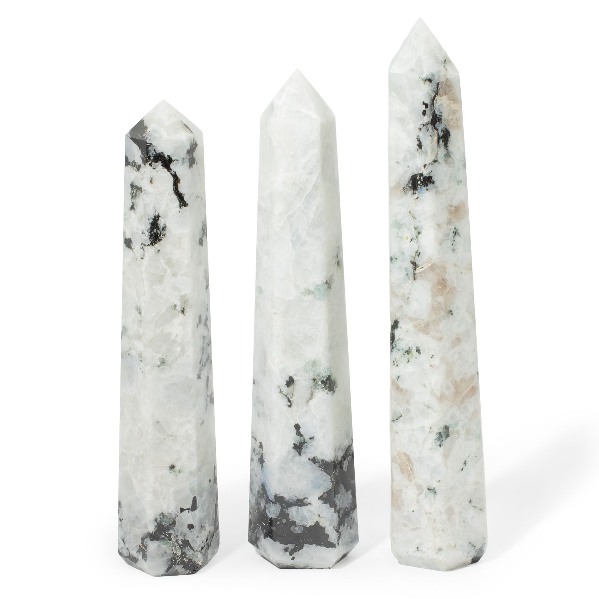 Gemstone Six Face Obelisk Point approx 17cm - Rainbow Moonstone 🇬🇧