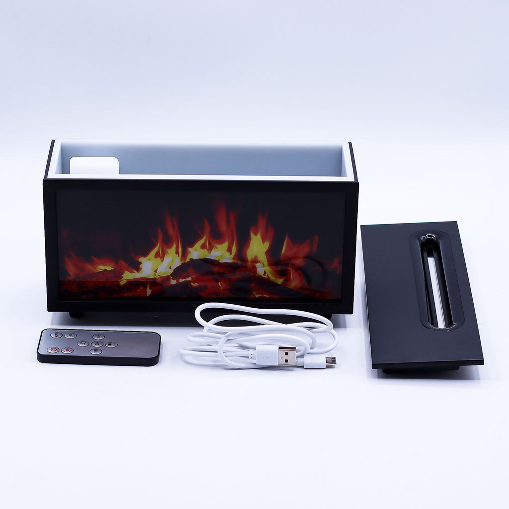 Flame Effect Aroma Diffuser with Birdsound - Black USB - Colour Change 🇬🇧