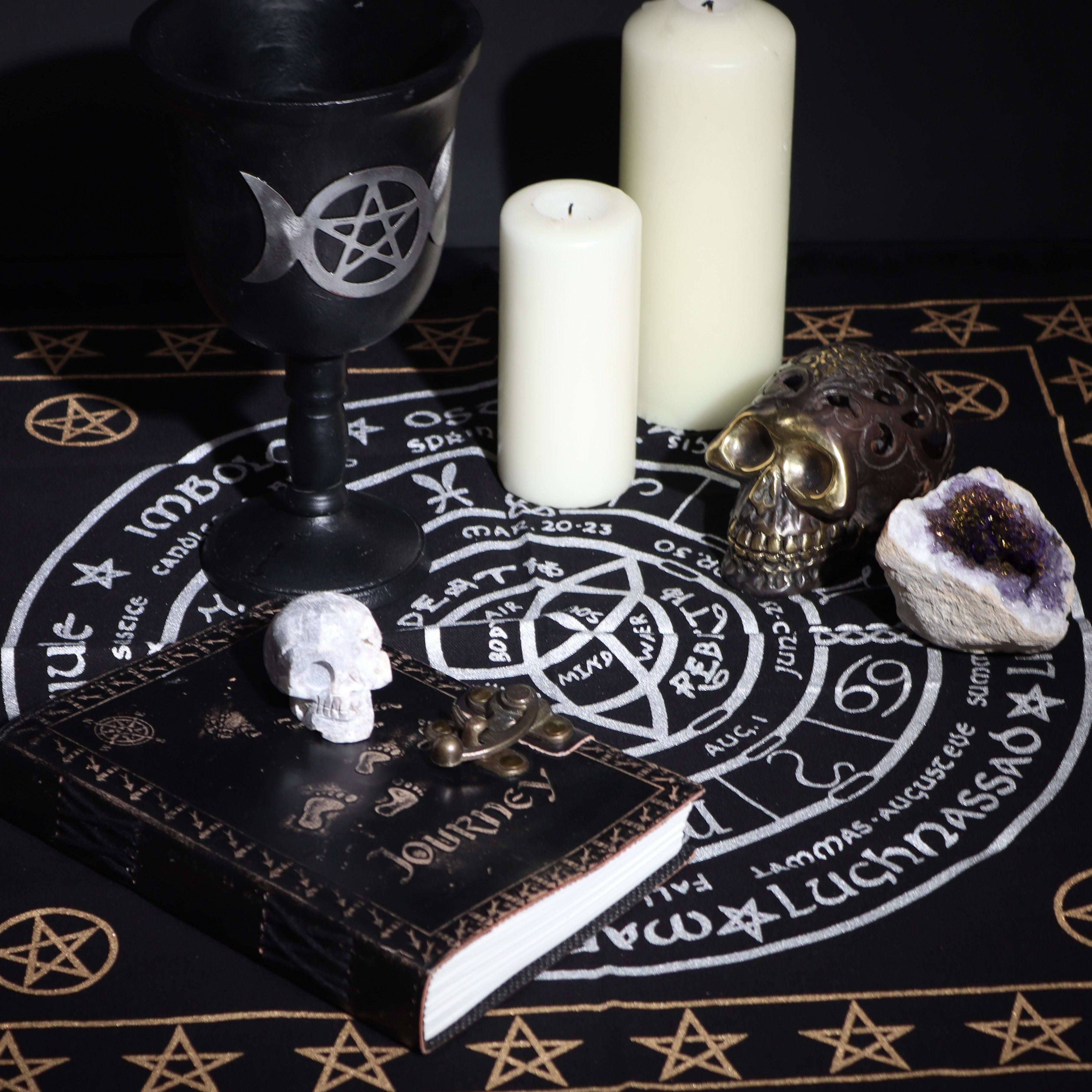 Esoteric Fringed Altar Cloth -  Life Death Rebirth 🇬🇧
