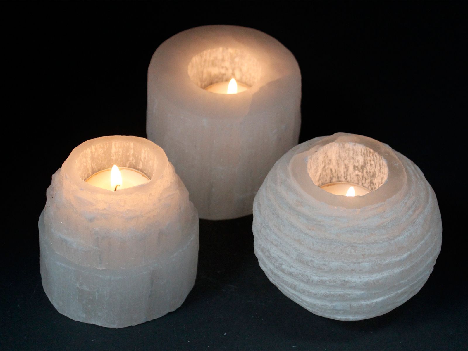 Selenite Snowball Candle Holder - 8 cm 🇬🇧