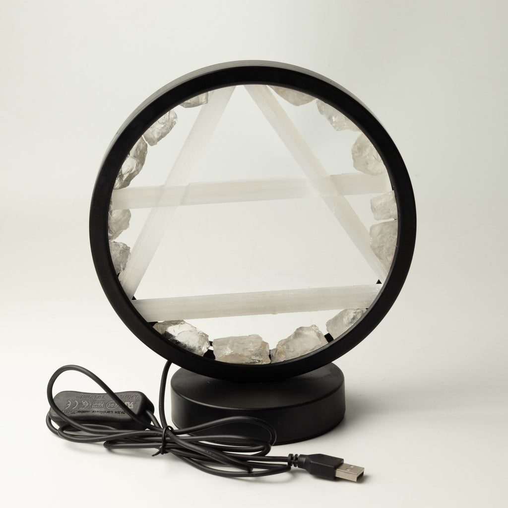 Gemstone Halo Lamp - Air - Clear Quartz & Selenite 🇬🇧