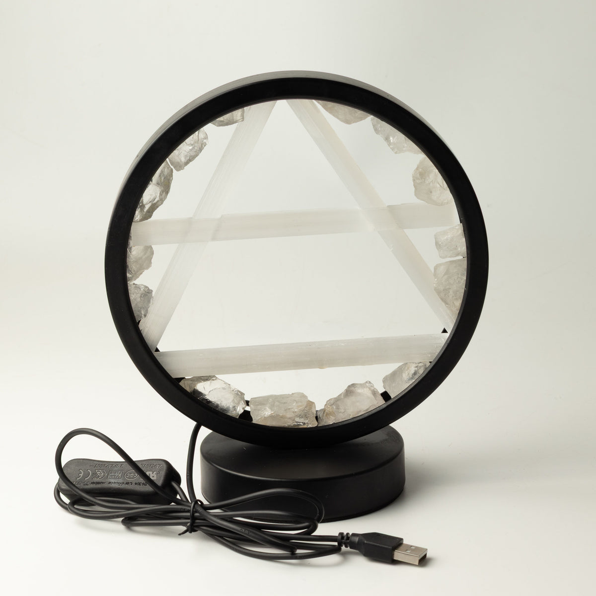 Gemstone Halo Lamp - Air - Clear Quartz & Selenite 🇬🇧