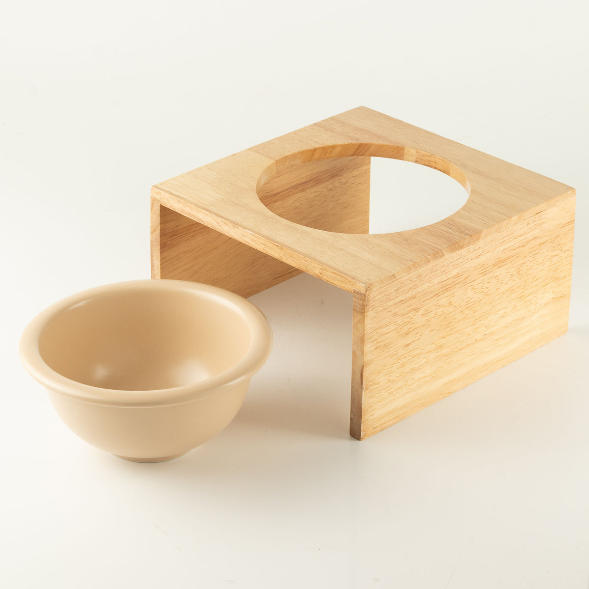 PAW Food Bowls - Large Single Ceramic in Wooden Stand - 14cm 🇬🇧