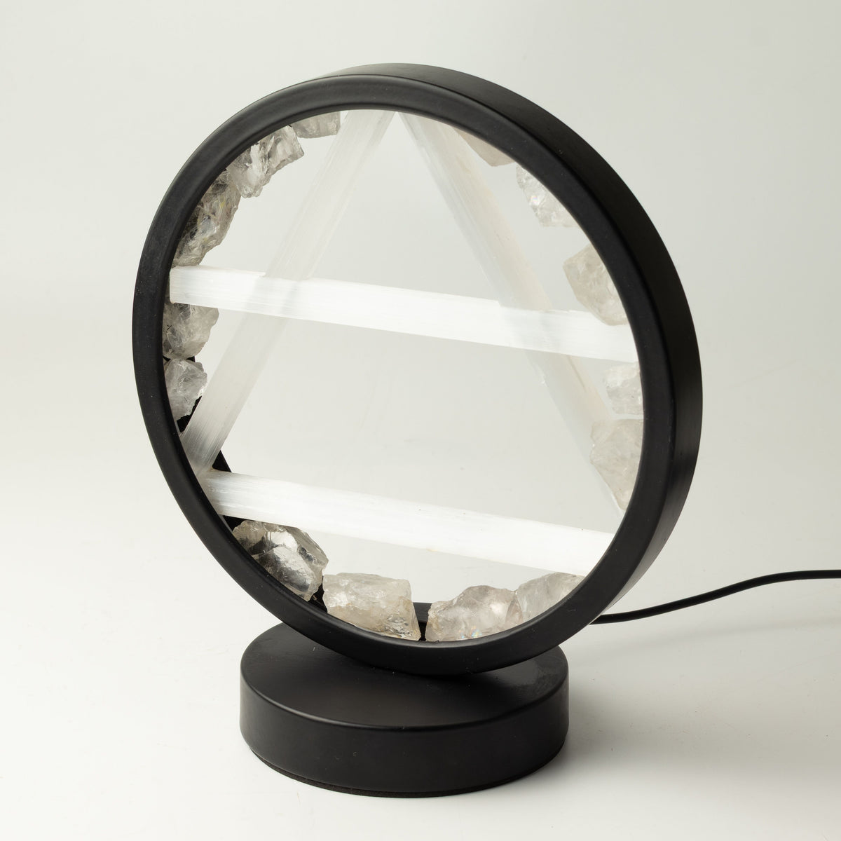 Gemstone Halo Lamp - Air - Clear Quartz & Selenite 🇬🇧