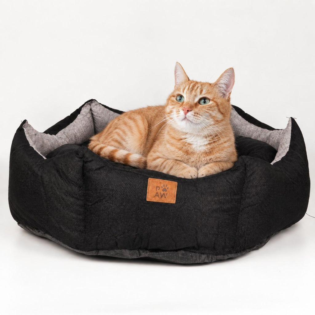 PAW Bed – Large Royal Crown – Black & Grey – 50 × 50 × 26cm 🇬🇧