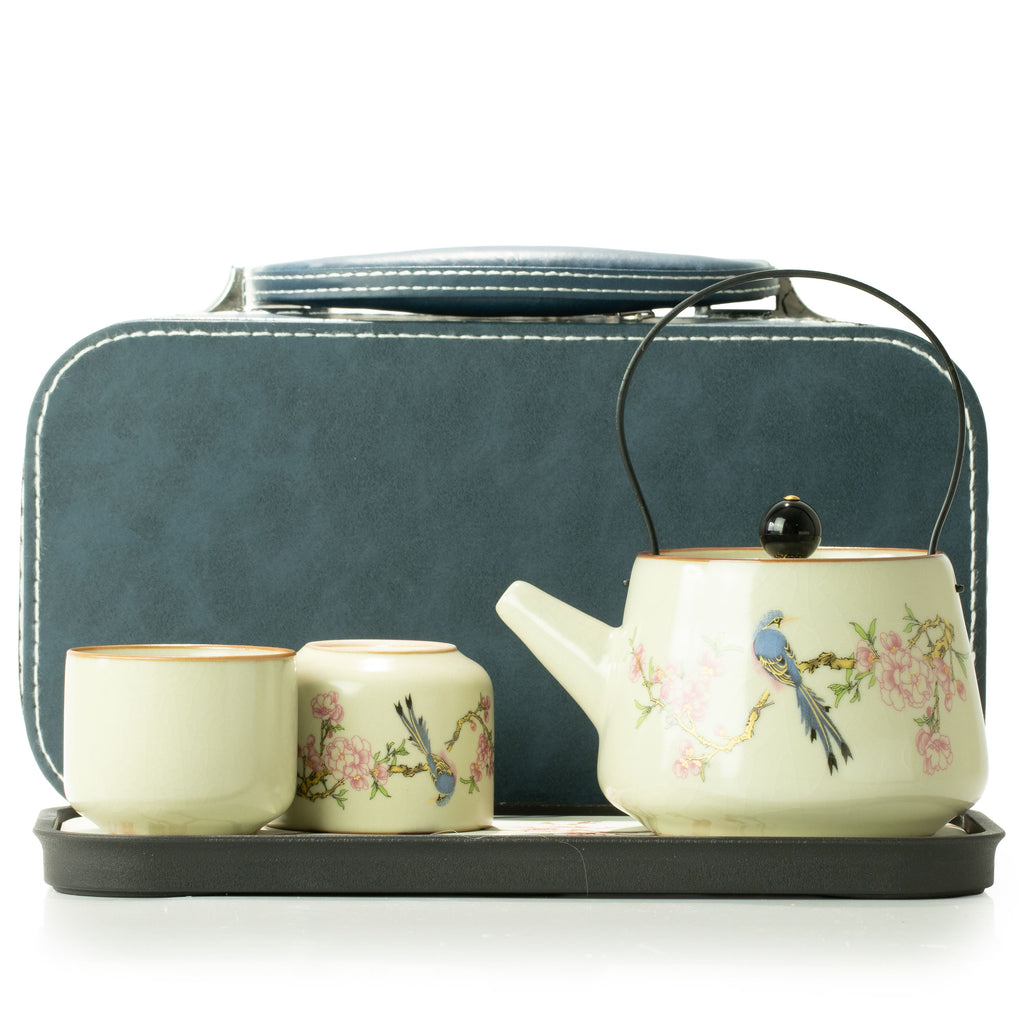 Travel Teapot Set & Two Cups - Blue Bird Qing Dynasty 🇬🇧
