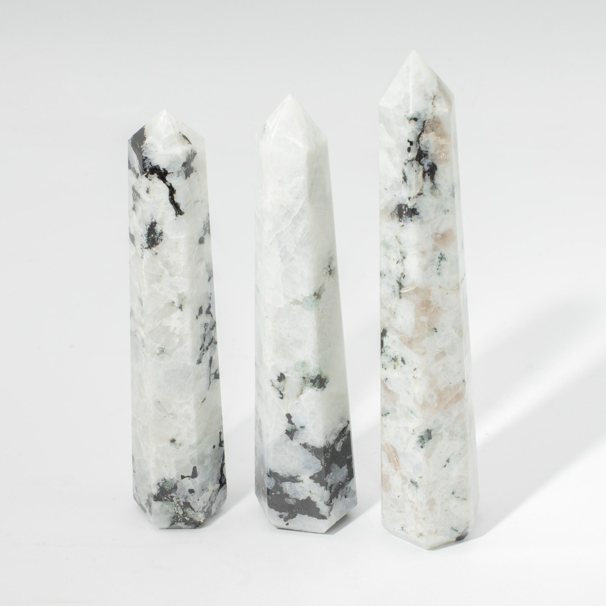 Gemstone Six Face Obelisk Point approx 17cm - Rainbow Moonstone 🇬🇧