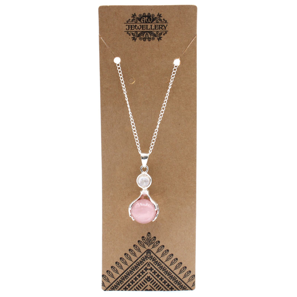 Gemstone Healing Hands Pendant - Rose Quartz 🇬🇧