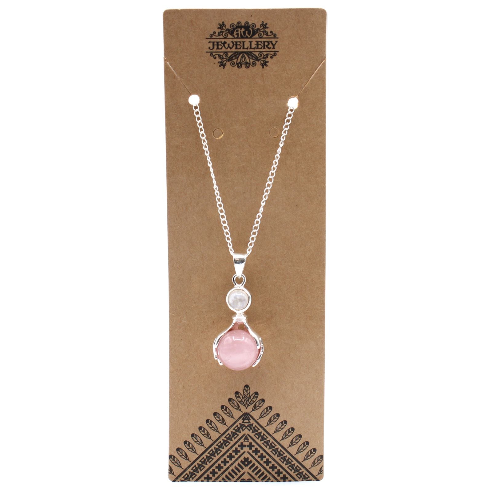Gemstone Healing Hands Pendant - Rose Quartz 🇬🇧