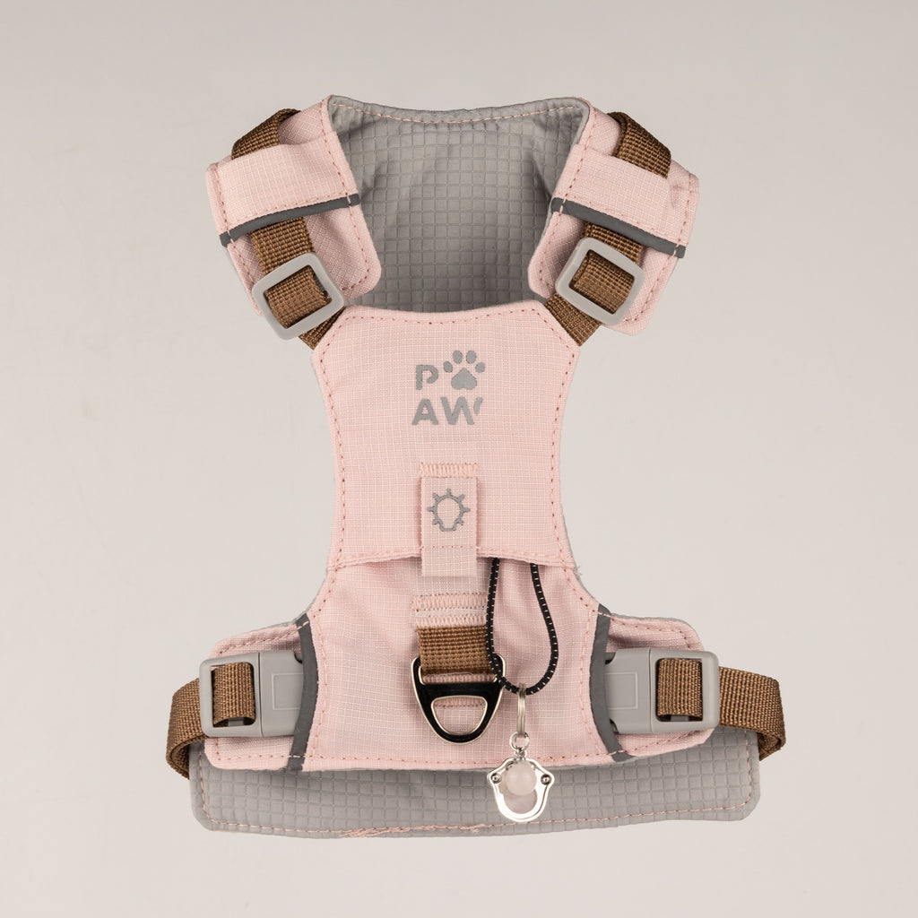 PAW - S (4-8Kg) Dog Step-in Guardian Harness with Reflective Mesh - Soft Pink - Rose Quartz Charm 🇬🇧