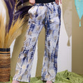 Nomad Sari Lounge Pants (L/XL) – Blue Tie-Dye with Gold Greek Motif 🇬🇧