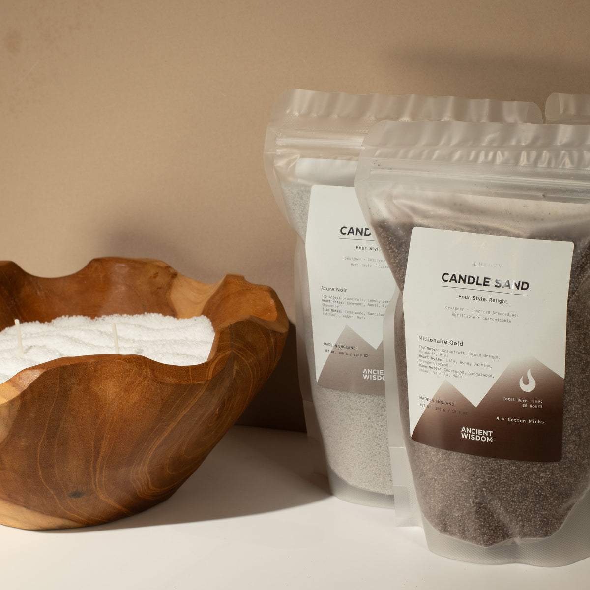 Fragranced Candle Sand - Warm Grey - Azure Noir - 300g 🇬🇧